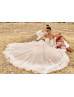 Strapless Lace Tulle Bohemian Wedding Dress With Detachable Sleeves